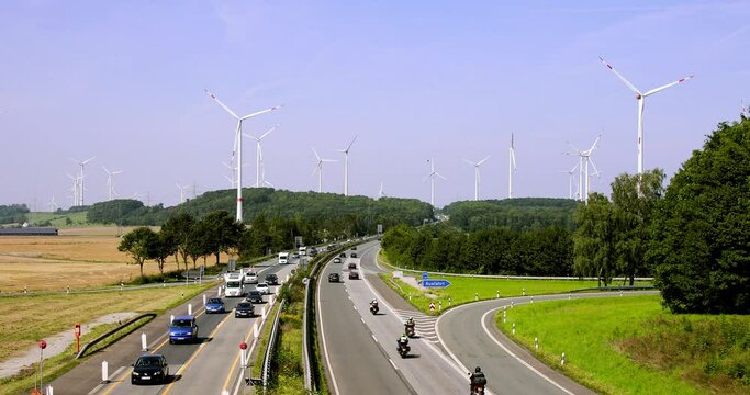 A44, wind turbines, wind farm, Lichtenau, North Rhine-Westphalia, North Rhine-Westphalia, Germany, Europe