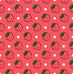 strawberry and circle fabric pattern 