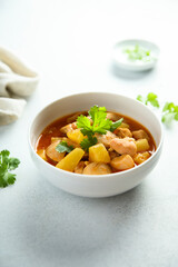 Chicken ragout with pineapple and spices