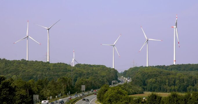 A44, wind turbines, wind farm, Lichtenau, North Rhine-Westphalia, North Rhine-Westphalia, Germany, Europe
