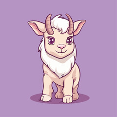 Cute Goat Cartoon Character: Perfect for Children's Farm-themed Designs and Educational Materials