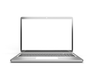 realistic grey metallic laptop mockup 3d render empty screen design elements graphic resources 
