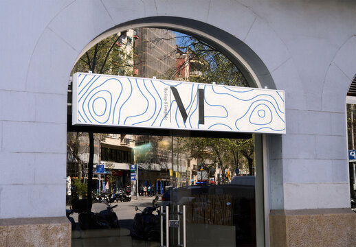 Mockup of customizable street sign on store exterior