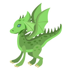 Green dragon,symbol of the year 2024,isolated on a white background Vector illustration of a cartoon dragon.