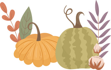 Floral Pumpkins Composition
