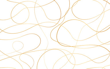 Golden scribble memphis seamless pattern. Abstract background with pasta or spaghetti. Spaghetti abstract geometric pattern. Yellow banner of pasta. Wavy abstract pattern. Vector illustration of pasta