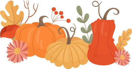 Floral Pumpkins Composition