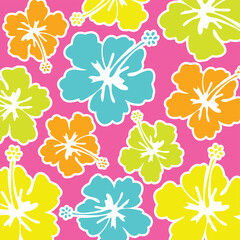 Tropical Hibicus Solid Neon Pattern Summer Vibes