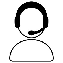 icon talking in headphones with microphone, customer support, online communication, icon, line illustration   
