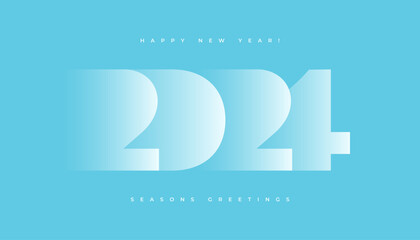 New 2024 Year typography design. 2024 numbers logotype illustration. Minimal gradient shapes composition. 