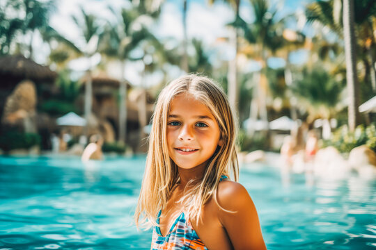 cute tweens swimming  