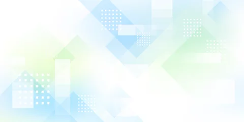 Foto op Plexiglas 抽象的な幾何学模様と青と緑のグラデーション背景 © メガネ