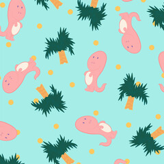 Dinosaur background pattern. Dinosaur background for fabric design, textile print, wrapping paper, cover. Vector illustration.