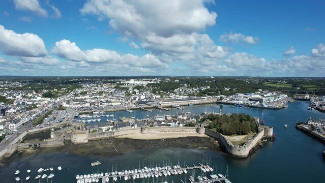 Aerial view Concarneau, walled Town, Brittany, France, Europe