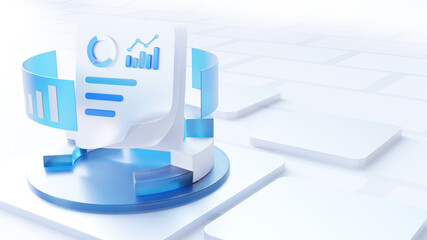 Papers with data analytics 3d illustration