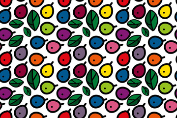 Colorful cartoon berries. Cute, nice, funny and bright. Trendy, stylish, fashionable, seamless vector pattern for design and decoration.