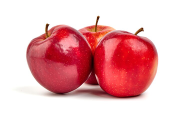 Shiny red apples, isolated on white background.