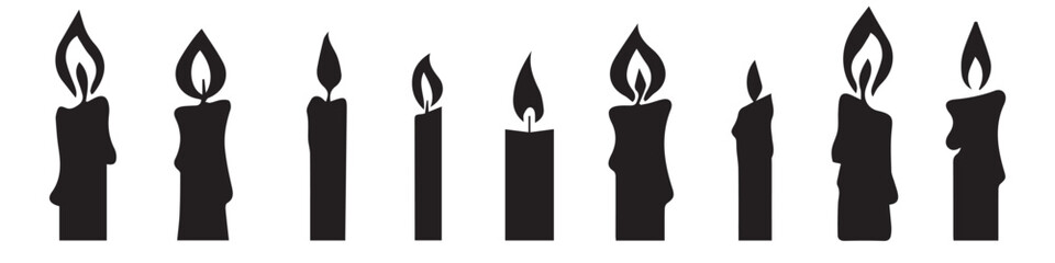 Set candle silhouettes for religion commemorative and party