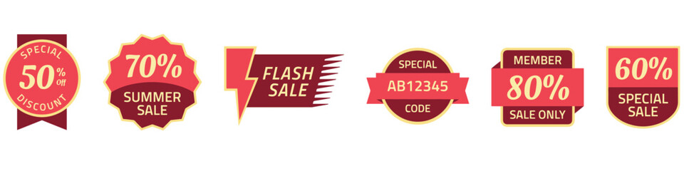 Sale tags collection. Special offer, big sale, discount, best price, mega sale banner set. Shop or online shopping.