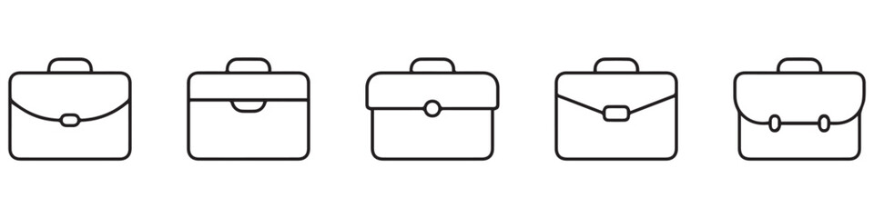 Briefcase icon collection. Different brifecase set. Vector