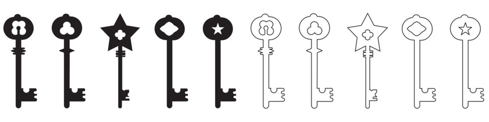 Key silhouette collection. Vector illustration 