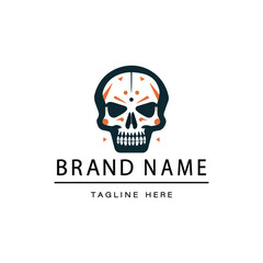 vector vintage human skull logo design