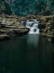 Fototapeta na wymiar Waterfall from the extreme terrain of Beautiful Bangladesh
