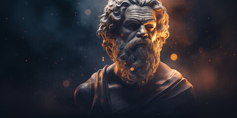 Socrates bust sculpture, ancient Greek philosopher from Athens.. Generative AI - obrazy, fototapety, plakaty