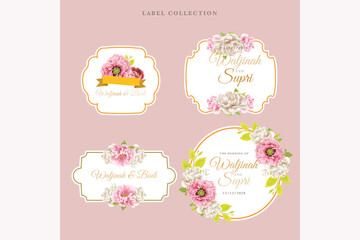 floral labels in flat design