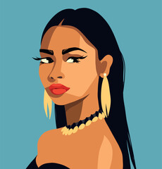 Vector social media avatar icon native american girl. Indian culture. Young woman portrait. Flat graphic vector illustration
