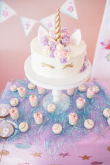 candy bar, unicorn cake, birthday party