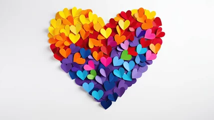 Foto op Aluminium colorful heart made of splashes, LGBTQ Rainbow made out of hearts with white background © medienvirus