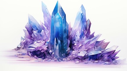 topaz gemstone, A purple and blue crystal, jrpg watercolour concept art