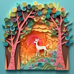 a paper cut out of a deer in a forest