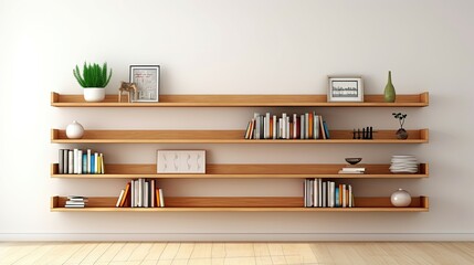 library shelves with books, Pure solid wood full-wall bookshelf