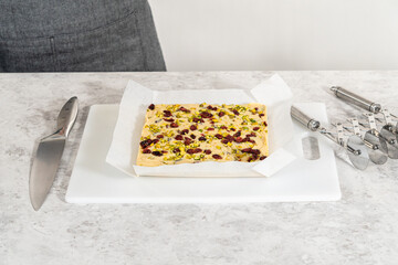 Cranberry pistachio fudge