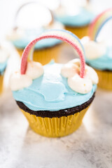 Unicorn rainbow chocolate cupcake
