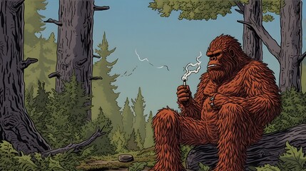 The depressed Bigfoot in the woods.