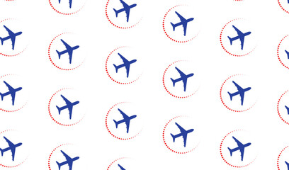 Seamless pattern with airplane. Transportation concept, vector illustration.