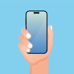 Hand holding Smartphone flat  isolated  vector 