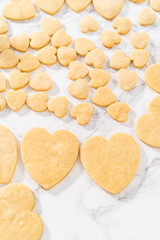 Heart-shaped sugar cookies with royal icing