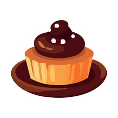 Sweet chocolate cupcake with creamy icing