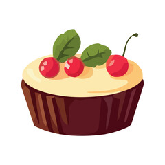 Freshly baked cupcake with strawberry cream icing