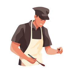 Chef smiling holding spoon icon