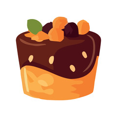 Sweet cupcake with chocolate and nuts