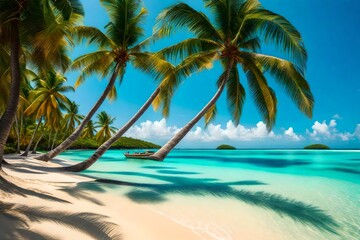 Fototapeta na wymiar beach with palm trees ai generated