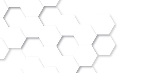 Hexagon concept design abstract technology background. Abstract white background with hexagonal shapes and Surface polygonal pattern with glowing hexagons background.