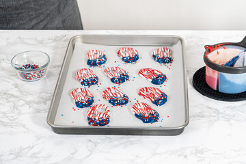Red White and Blue Chocolate Covered Pretzel Twists