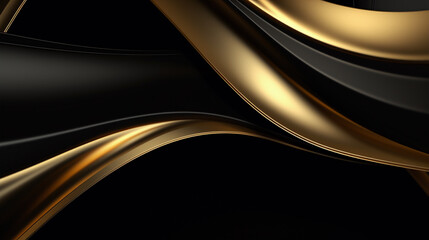abstract black and gold waves pattern background, generative ai