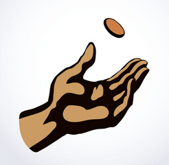 Vector drawing. The hand draws lots